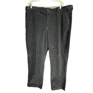 LL Bean Corduroy Pants Men 42x30 Stretch Comfort Waist Classic Fit Wide Drk Gray